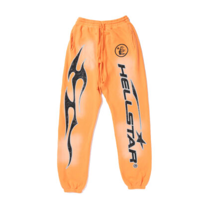 Fire Orange Hellstar Sweatpants (Closed Elastic Bottom)